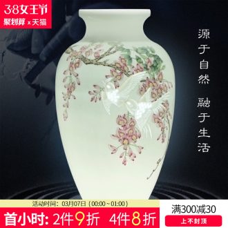 Jingdezhen hand-painted enamel vase large blooming flowers sitting room of Chinese style household adornment ceramics furnishing articles