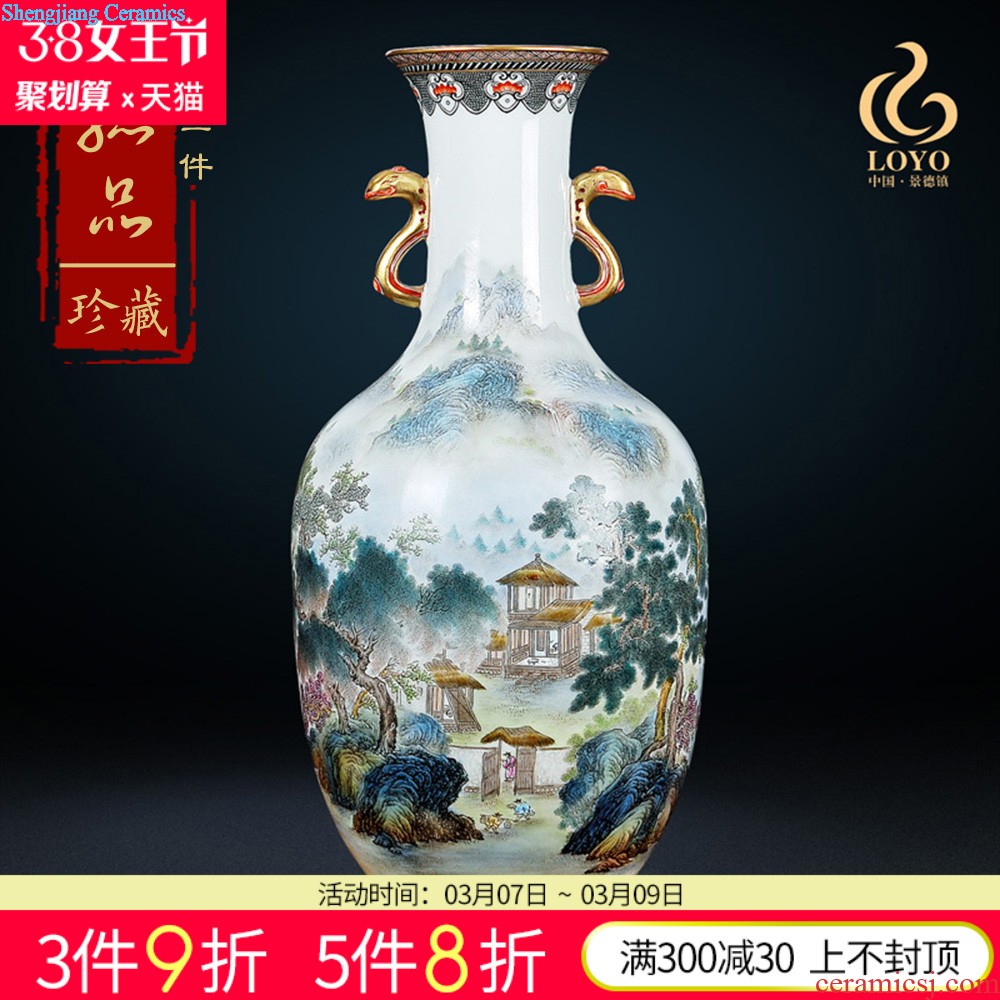 Jingdezhen ceramics furnishing articles imitation qing qianlong heavy pastel 8 figure vase sitting room of Chinese style household ornaments