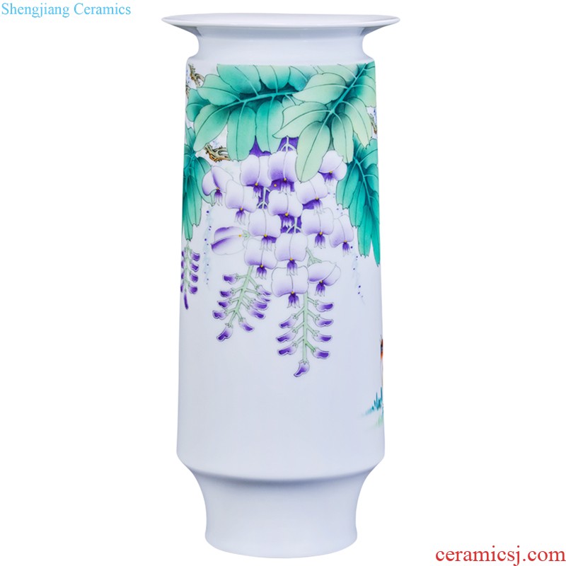 New Chinese style hand-painted kiln jingdezhen ceramics flower arranging big vase Chinese style living room home decoration collection furnishing articles