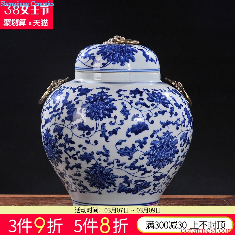 Jingdezhen ceramics Hand-painted shadow celadon chrysanthemum patterns floret bottle of flower implement fashionable sitting room handicraft furnishing articles