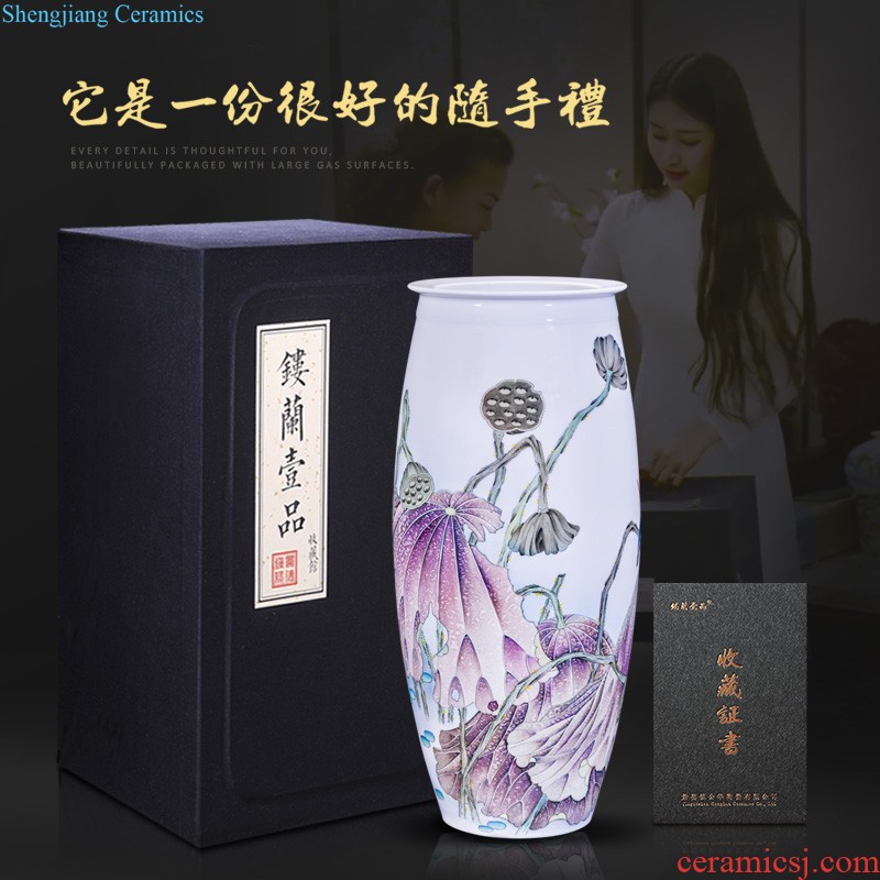 Master of jingdezhen ceramics hand-painted powder enamel decoration vase rich ancient frame of new Chinese style household furnishing articles in the living room