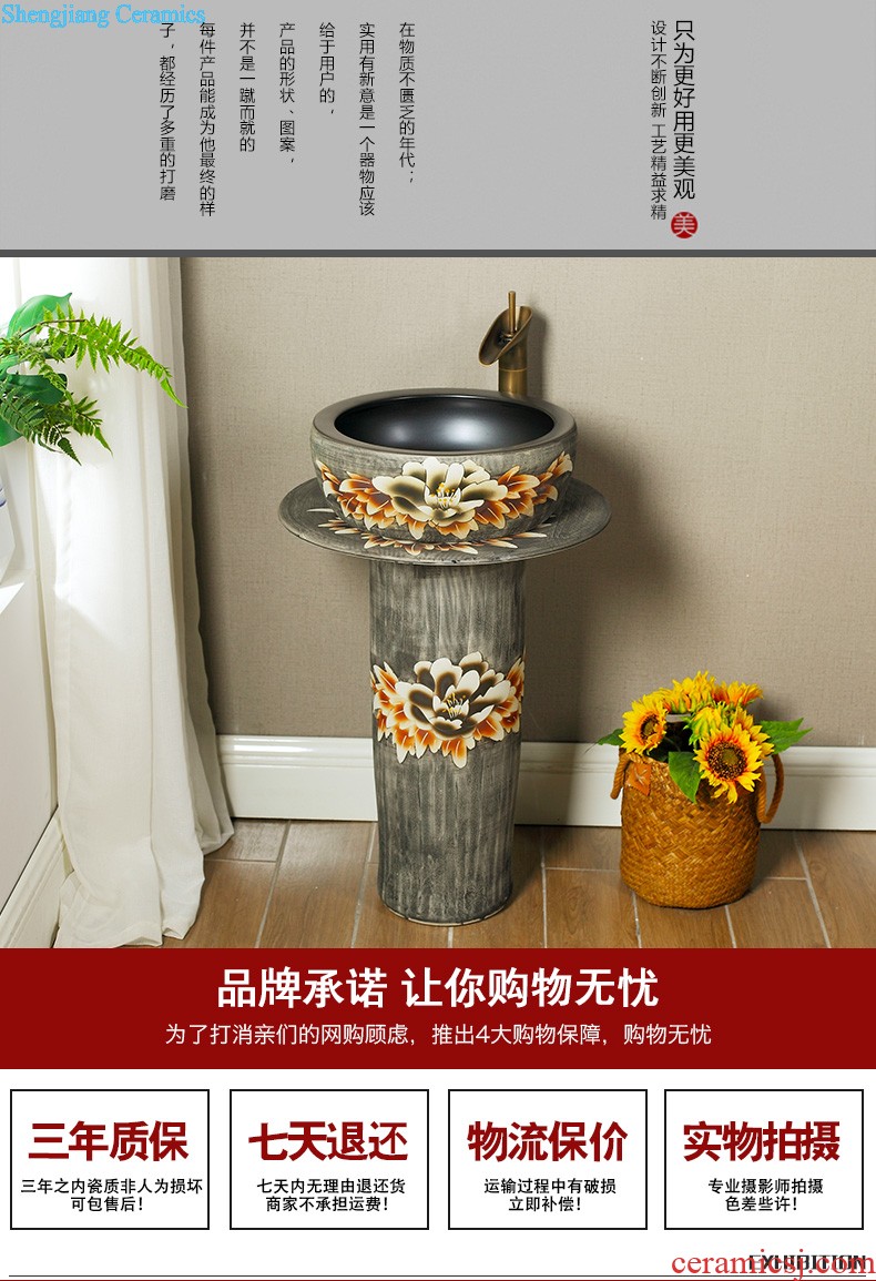 Koh larn, qi ceramic lavabo basin basin basin of pillar type lavatory column vertical integrated floor type household