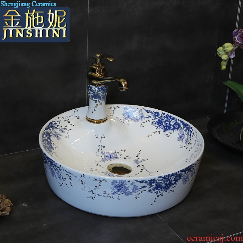 Gold cellnique stage basin square modern wash lavatory pan European ceramic art basin and toilet