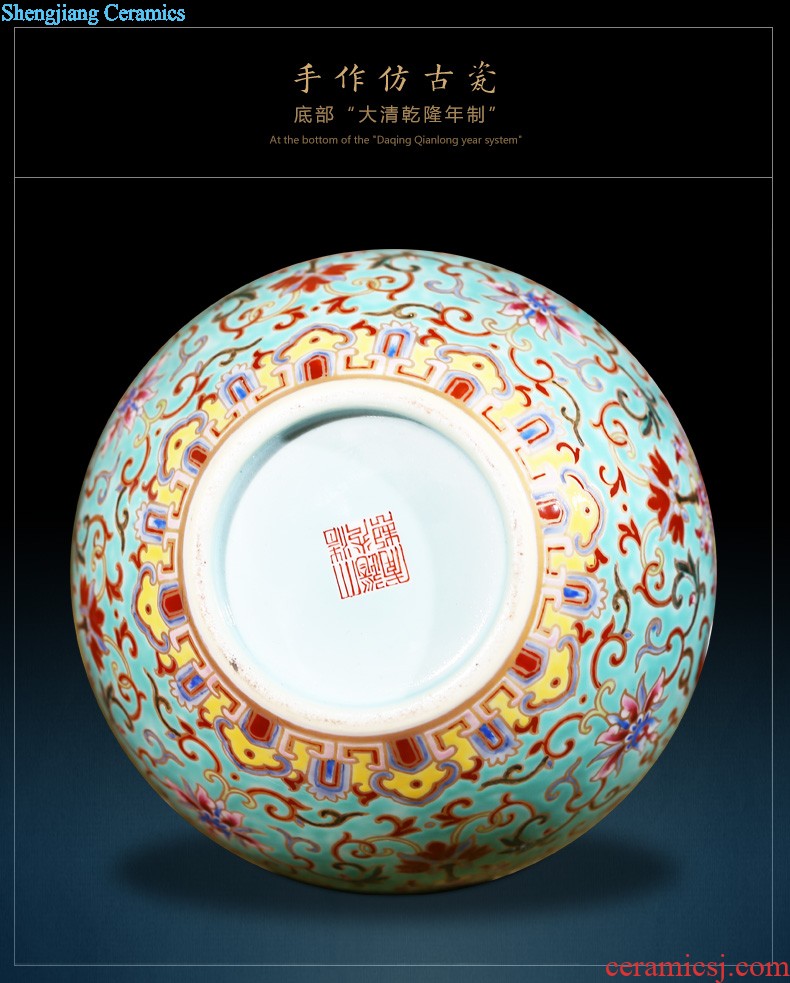 Jingdezhen ceramics vase imitation qing emperor kangxi golden pheasant tail bottles of Chinese style household adornment TV ark furnishing articles