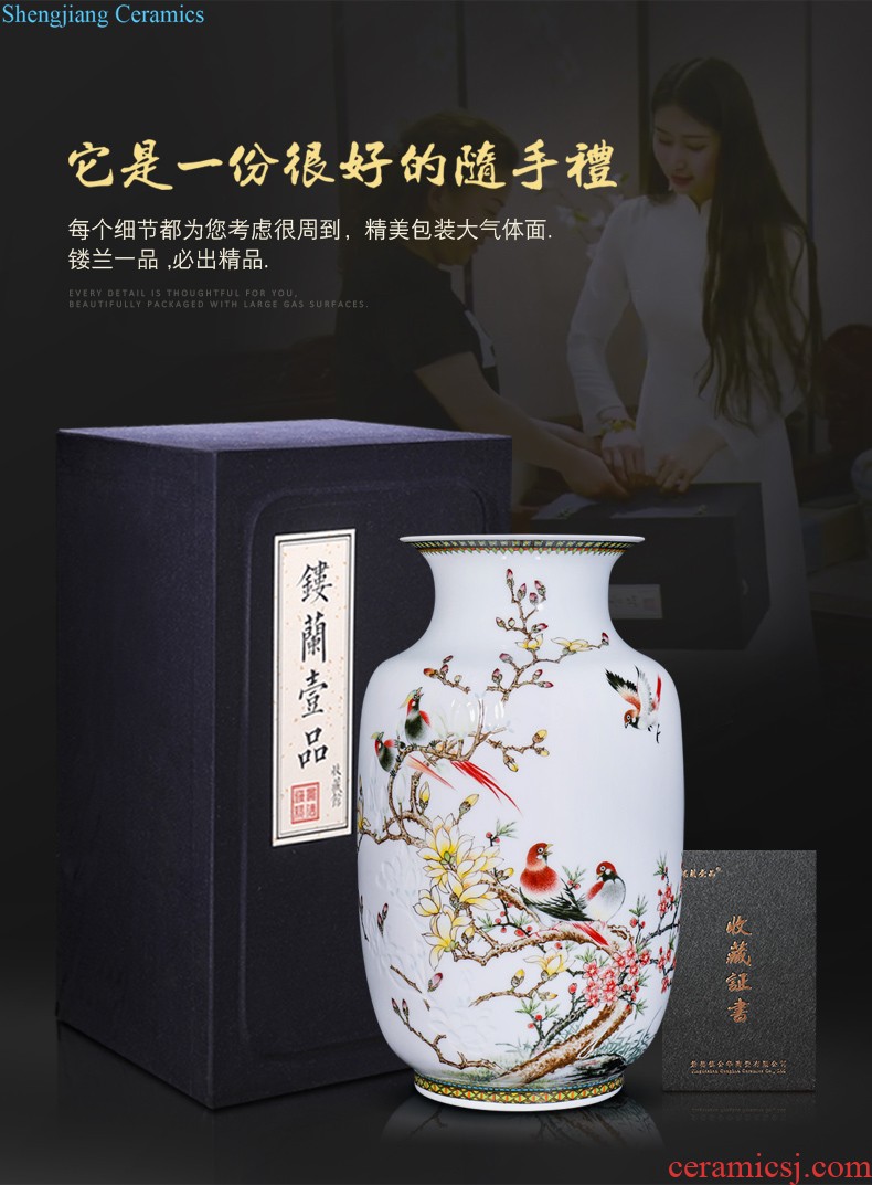 New Chinese style household boutique jingdezhen ceramics hand-painted jack snow vase rich ancient frame decorative furnishing articles