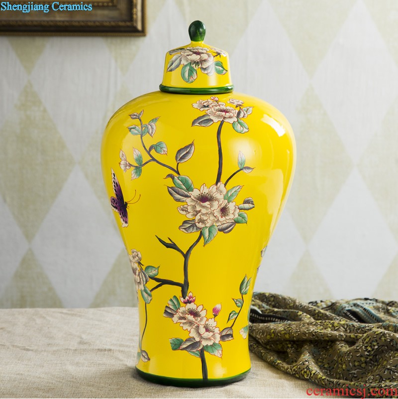 Jingdezhen ceramic Mediterranean style blues blue vase three-piece sitting room is contracted flower adornment furnishing articles