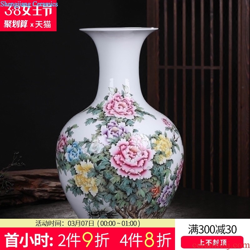 Jingdezhen ceramics vase Famous hand-painted flowers peony vases, flower implement the sitting room is the study of new Chinese style furnishing articles