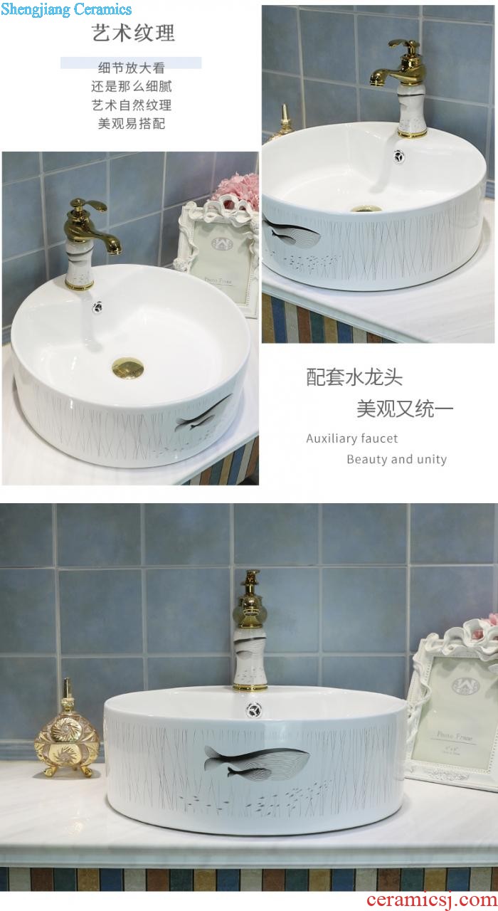 Chinese jingdezhen ceramics stage basin sink home round art basin bathroom sinks european-style trumpet