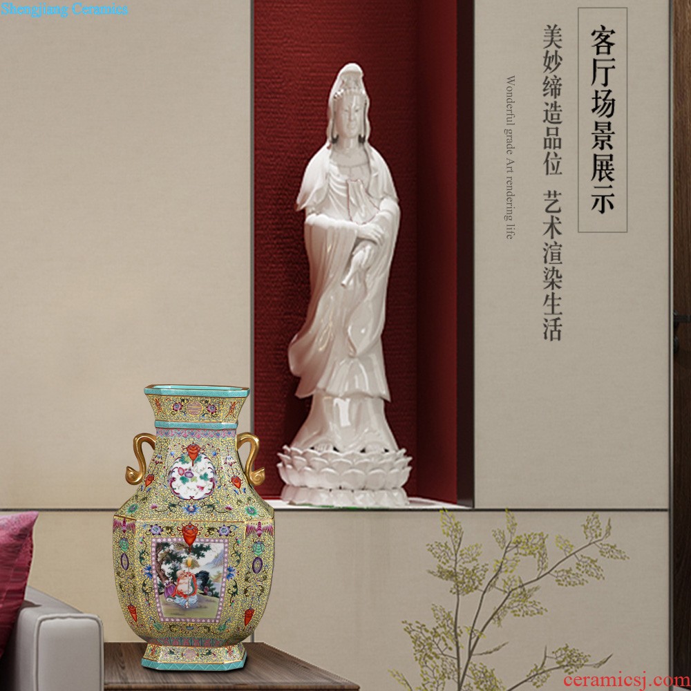 Jingdezhen ceramics imitation qing qianlong pastel blue land gourd vases, sitting room of Chinese style household decorative furnishing articles