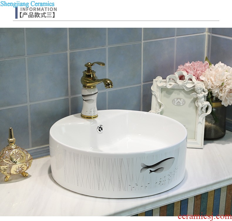 Chinese jingdezhen ceramics stage basin sink home round art basin bathroom sinks european-style trumpet