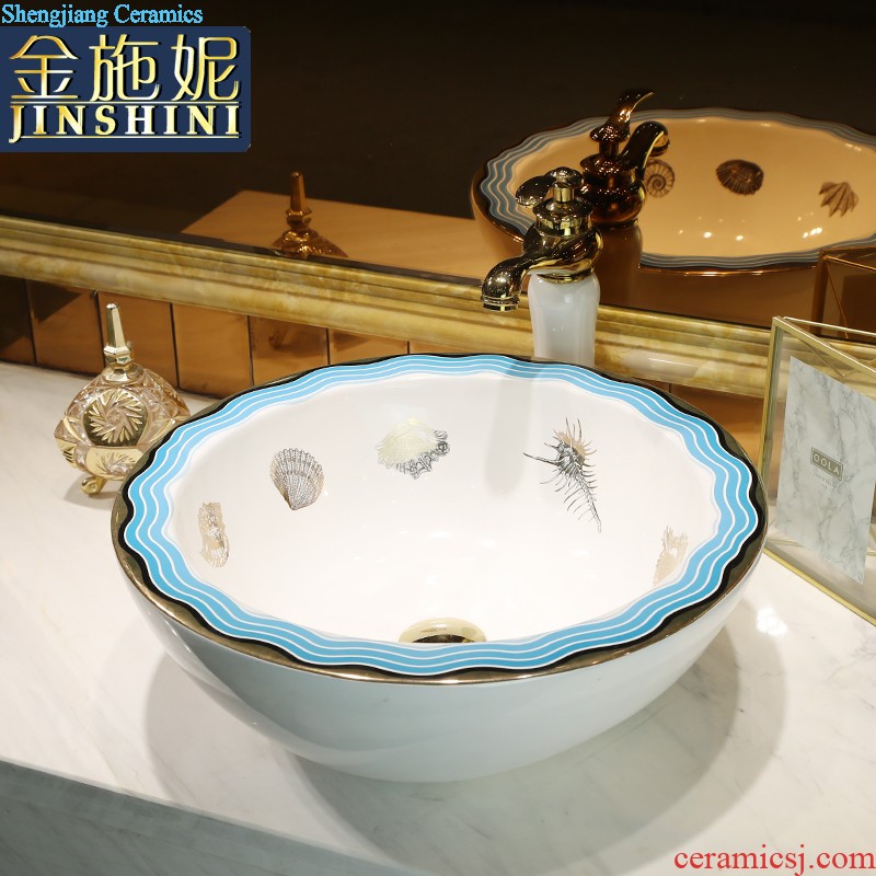 Art stage basin sink ceramic toilet lavatory ink elliptical wash gargle basin household balcony