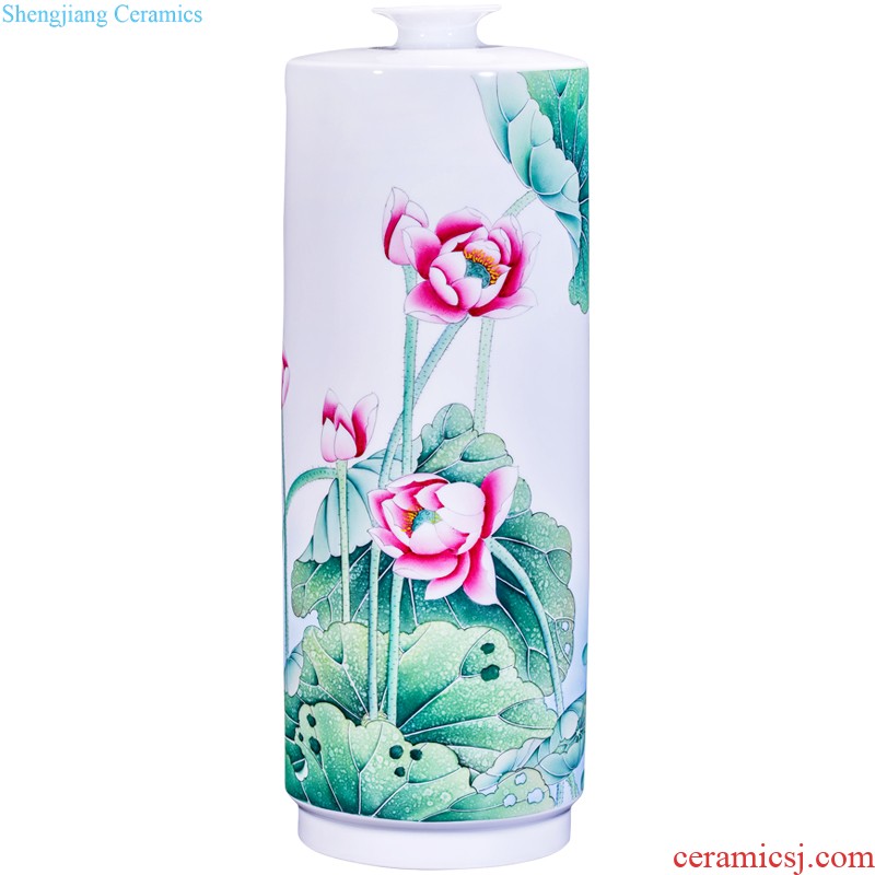 Jingdezhen ceramics hand-painted powder enamel new Chinese style household to decorate the sitting room of large cylinder collection cornucopia