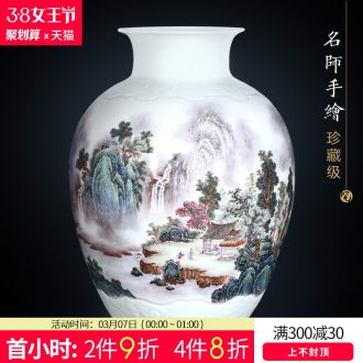 Jingdezhen ceramics vase Chinese style household crafts masters hand-painted huangshan smoke sitting room adornment is placed