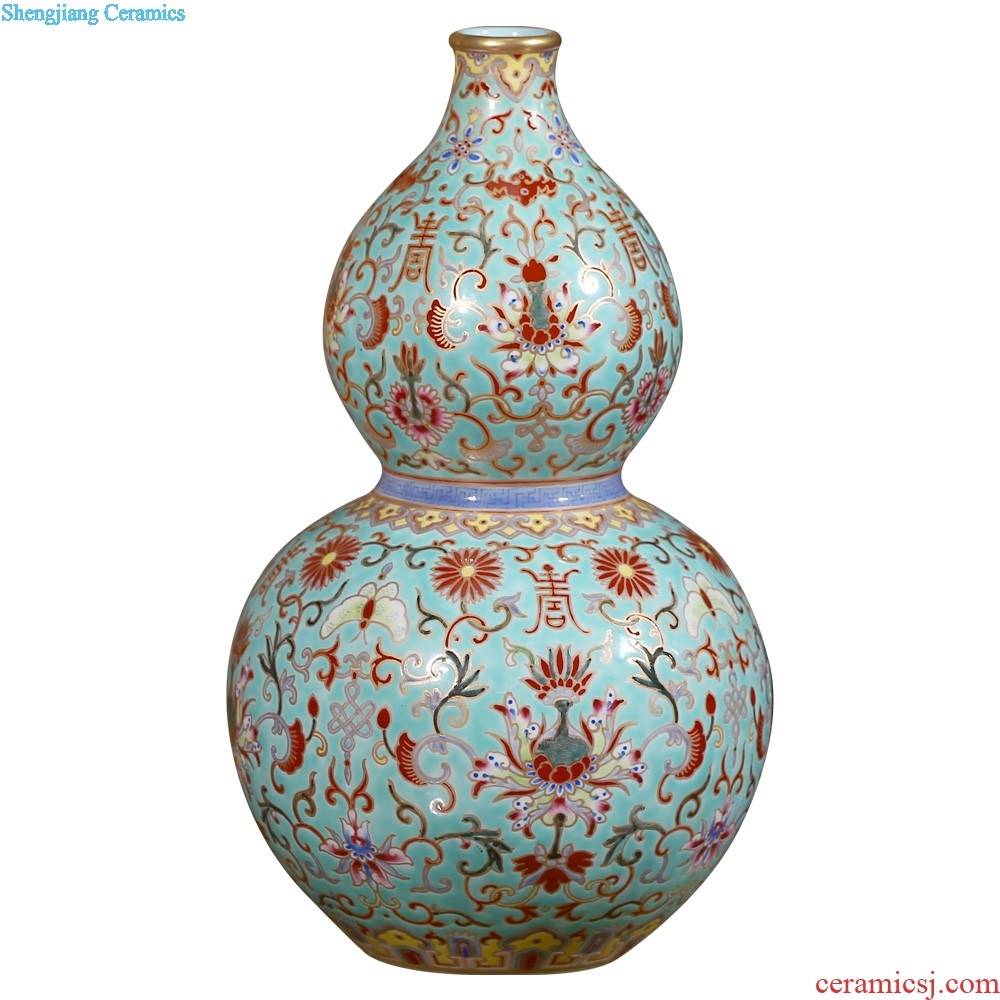 Jingdezhen ceramics vase imitation qing emperor kangxi golden pheasant tail bottles of Chinese style household adornment TV ark furnishing articles