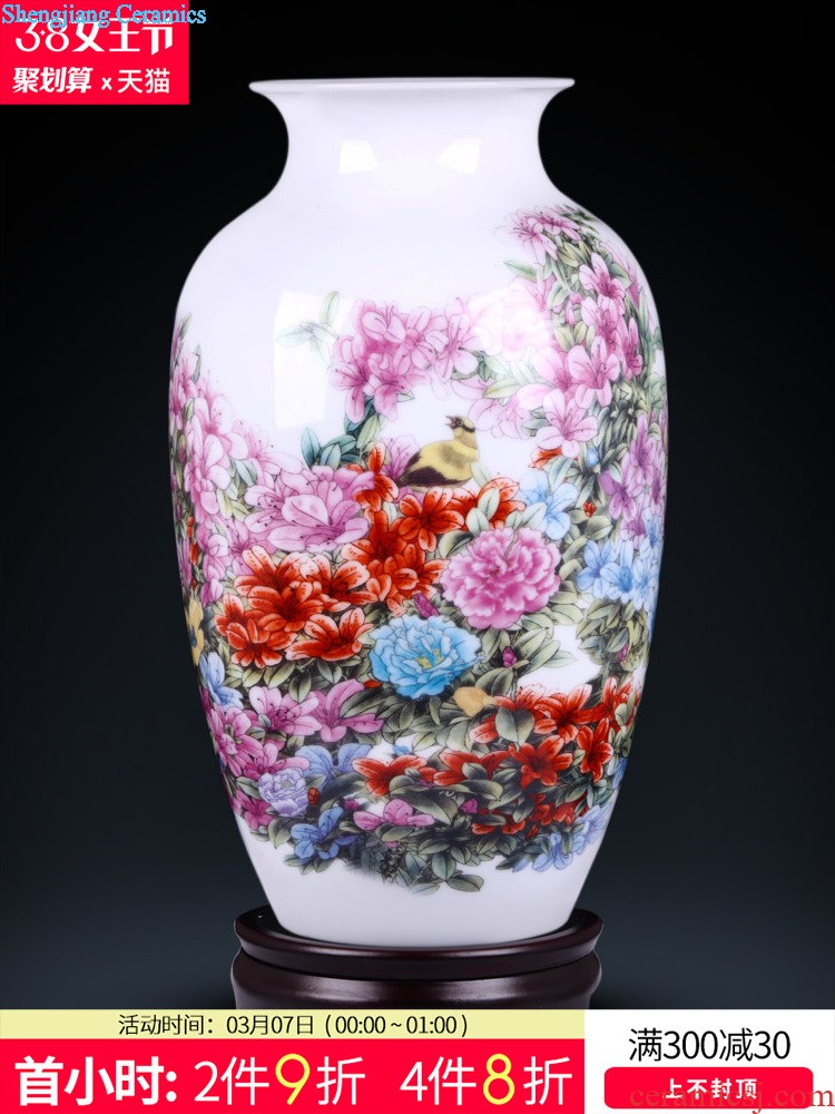 Jingdezhen ceramics The hand-painted chunjiang nostalgia vase furnishing articles New Chinese style household sitting room porch decoration