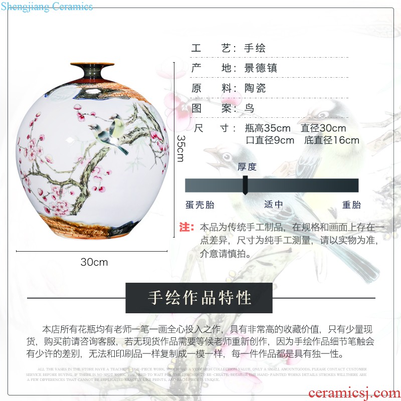 Jingdezhen ceramics hand-painted antique painting of flowers and Chinese style adornment bedroom living room table flower arranging new Chinese style furnishing articles