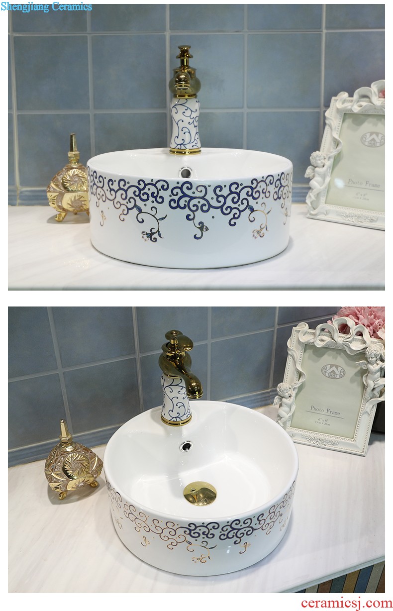 European rose stage basin rectangle ceramic household bowl lavatory basin sink art Mosaic gold sink