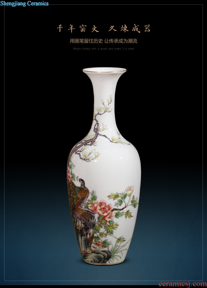 Jingdezhen ceramics vase household hand-painted yulan fragrance bottle yellow new Chinese style household adornment furnishing articles