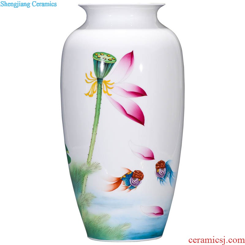 Jingdezhen ceramic porcelain antique blue and white porcelain vase colorful Chinese style home sitting room adornment rich ancient frame furnishing articles