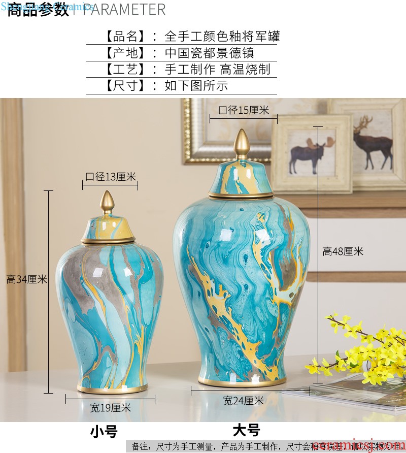 Jingdezhen new Chinese style living room TV cabinet modern furnishing articles red kiln vase flower arrangement home decoration decoration