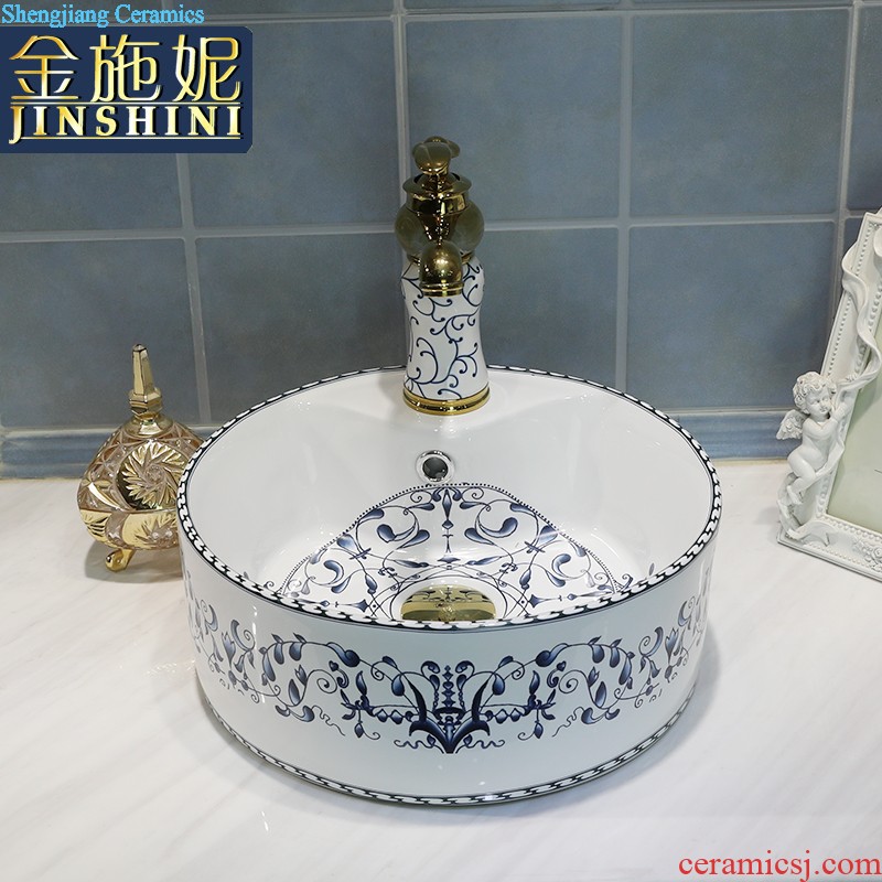 European rose stage basin rectangle ceramic household bowl lavatory basin sink art Mosaic gold sink