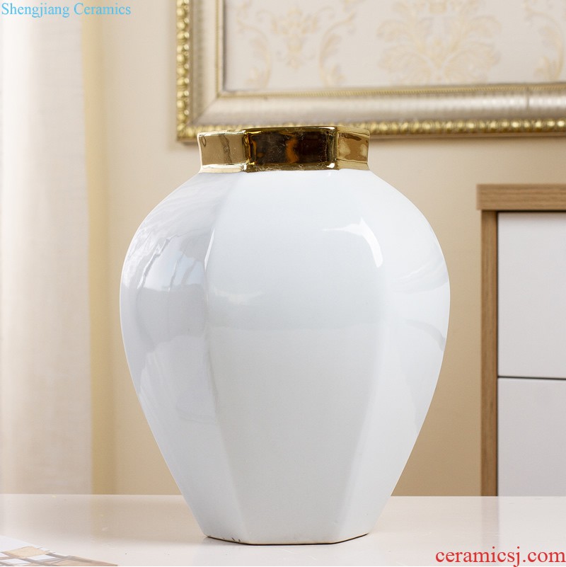 Jingdezhen ceramic blue vase Nordic furnishing articles European sitting room dry flower arranging flowers soft outfit decoration decoration TV ark