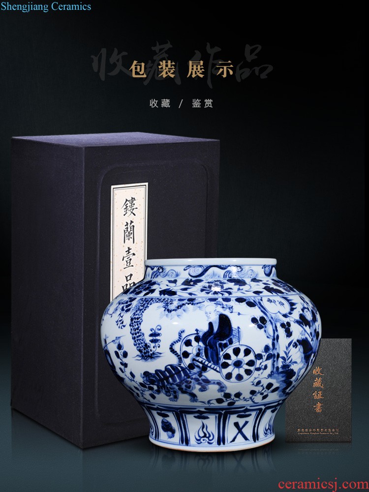 Jingdezhen ceramics hand-painted dried flowers large blue and white porcelain vase Chinese style living room porch decorate wedding gifts furnishing articles