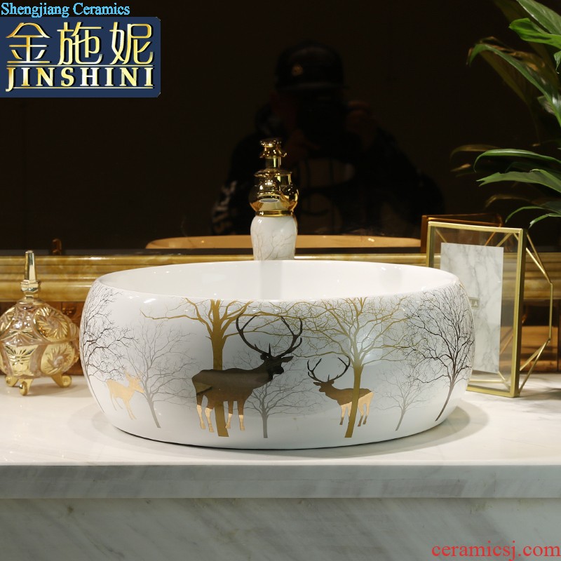 Wash basin ceramic toilet lavatory art stage fangyuan diamonds lavabo mesa household butterfly