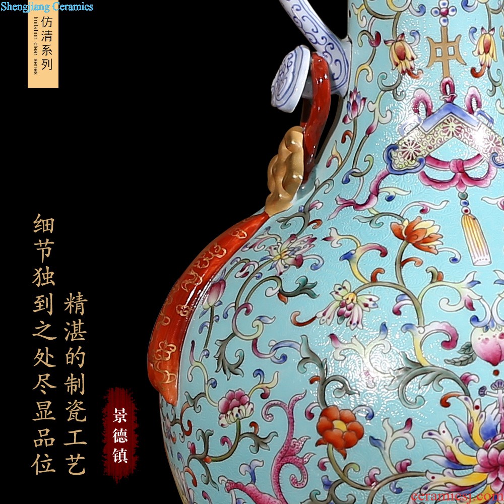 Jingdezhen ceramic vase imitation qing qianlong pastel steak flower tree sitting room adornment collection of new Chinese style furnishing articles