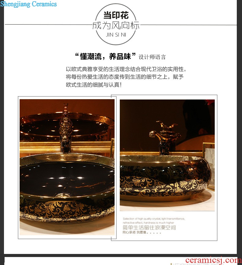 European style bathroom ceramic art basin washing a face blue square creative art stage basin sink new Chinese style