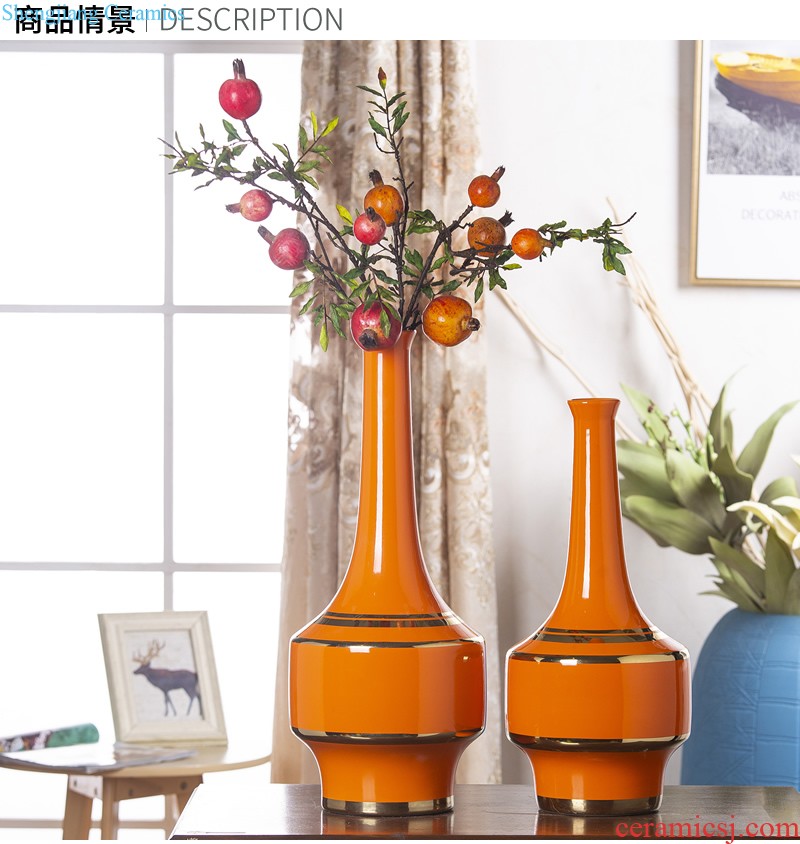 Jingdezhen ceramic orange ball vase furnishing articles Nordic hall table dry flower arranging flowers adornment flowers creative decorations