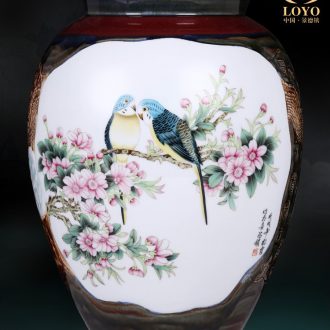 Jingdezhen ceramics furnishing articles imitation qing qianlong pastel landscape ears vases, sitting room of Chinese style household decorations