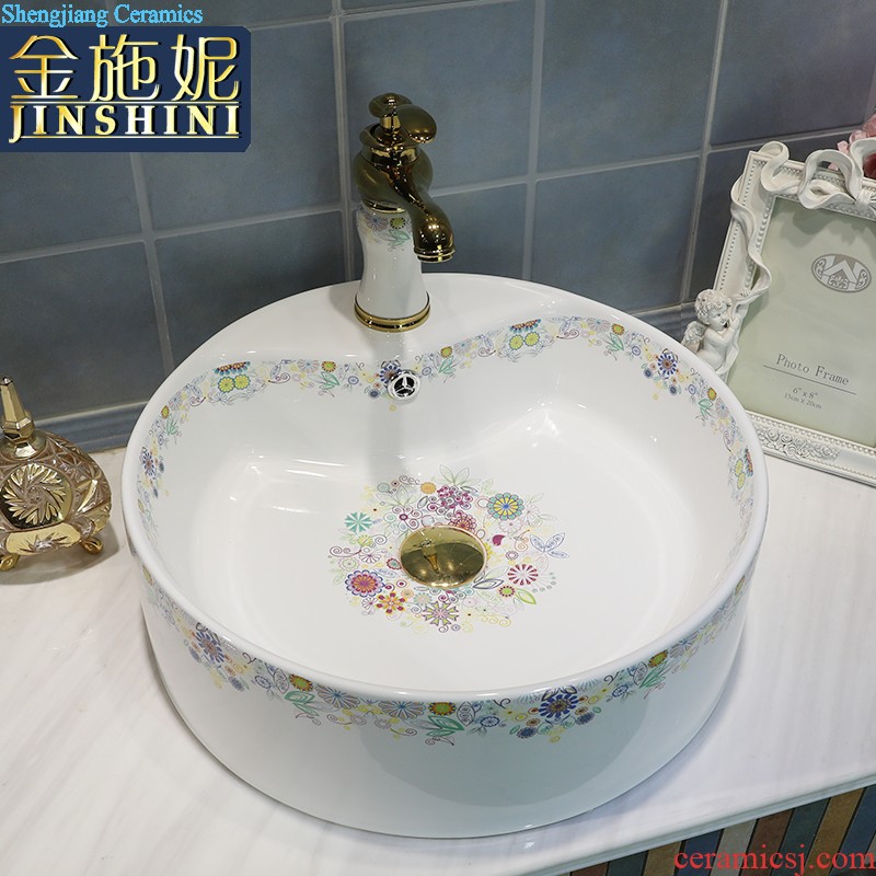 Ceramic face basin stage basin Lavabo square the pool that wash a face wash basin bathroom home art POTS of flowers and birds