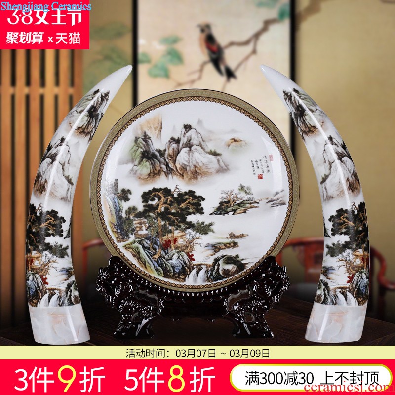 Jingdezhen ceramic hand-painted porcelain plate of blue and white porcelain painting the living room of Chinese style household porch setting wall mural hang a picture