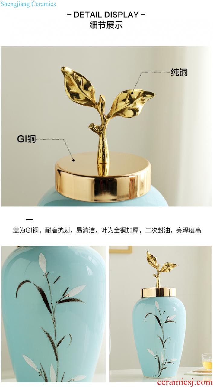 Jingdezhen ceramics vase hand-painted large wax gourd bottle furnishing articles new Chinese style household living room TV cabinet decoration