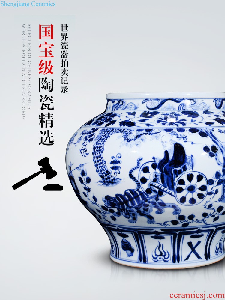 Jingdezhen ceramics hand-painted dried flowers large blue and white porcelain vase Chinese style living room porch decorate wedding gifts furnishing articles