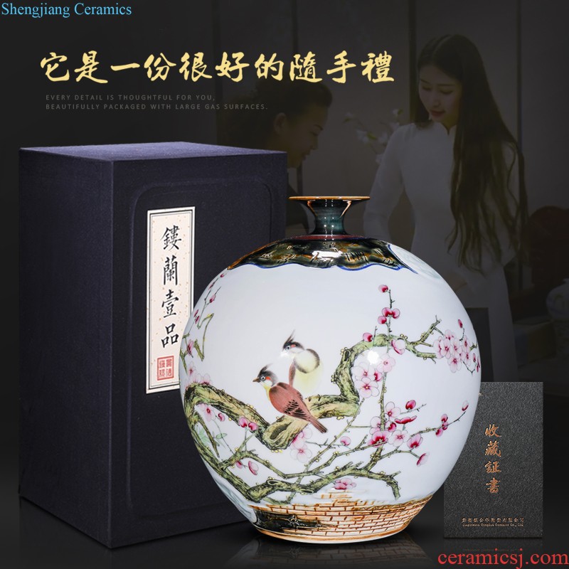 High-quality goods of jingdezhen ceramics hui-ming wu hand-painted heavy doors of new Chinese style household decoration vase furnishing articles