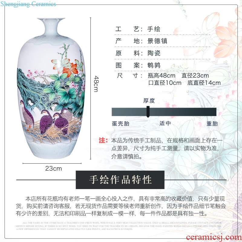 Jingdezhen ceramics hand-painted flower arranging dried flower vase new Chinese style living room TV ark adornment bedroom collection furnishing articles