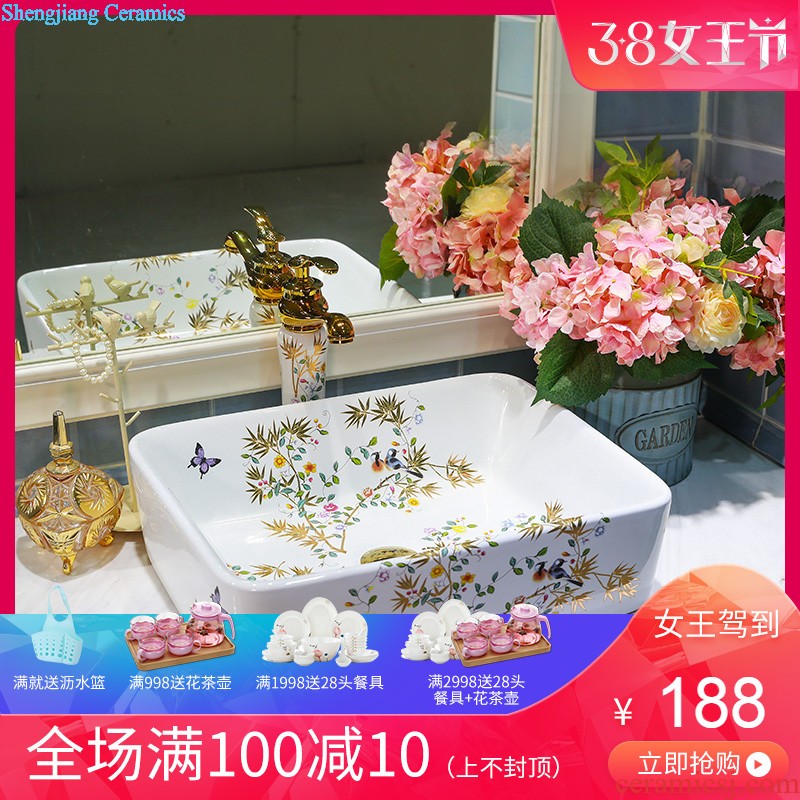 Koh larn, qi stage basin sink ceramic sanitary ware art basin bathroom sinks of the basin that wash a face Circular flower