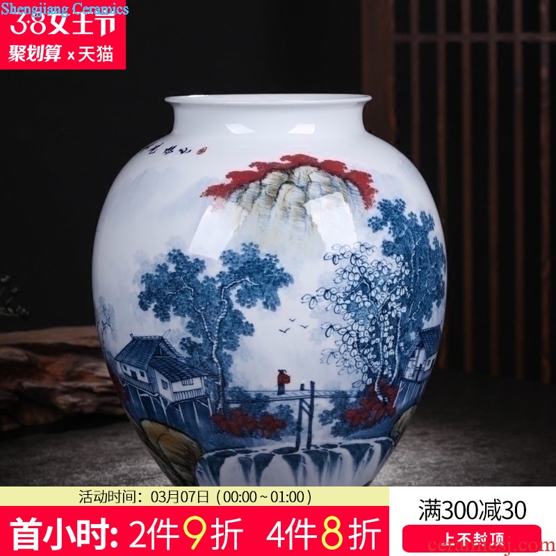 Jingdezhen ceramics furnishing articles Hand draw the lad vases, flower arrangement craft of Chinese style household act the role ofing is tasted sitting room decoration