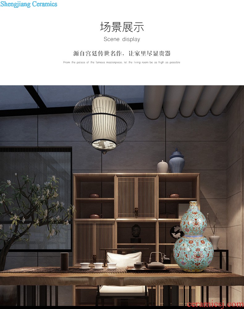 Jingdezhen ceramics vase imitation qing emperor kangxi golden pheasant tail bottles of Chinese style household adornment TV ark furnishing articles