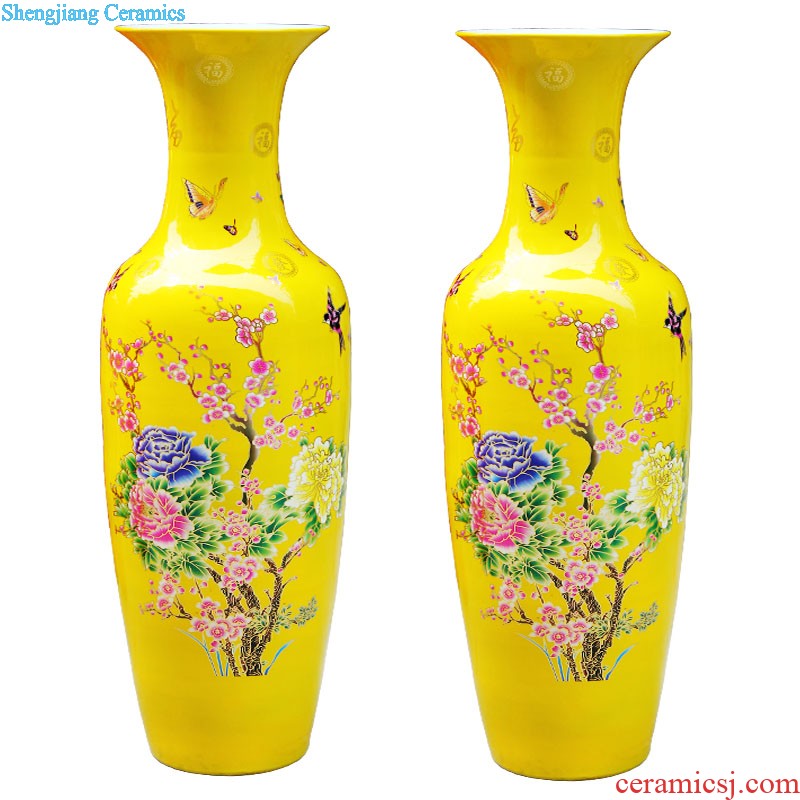 Jingdezhen ceramics famous hand-painted splendor in landing big vase high place large sitting room porch decoration