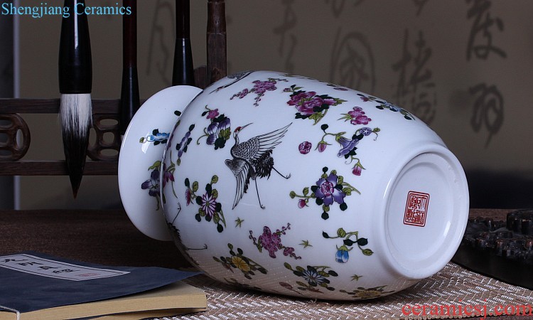 Jingdezhen ceramics Archaize peacock blue vase Chinese sitting room ark creative retro furnishing articles ornaments