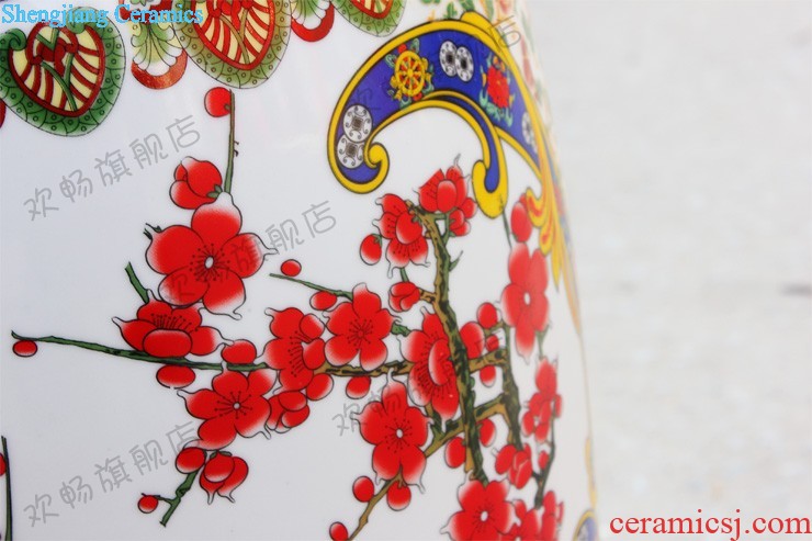 Jingdezhen ceramics hand-painted landing big vase famille rose red landscape painting the sitting room adornment is placed large hotel