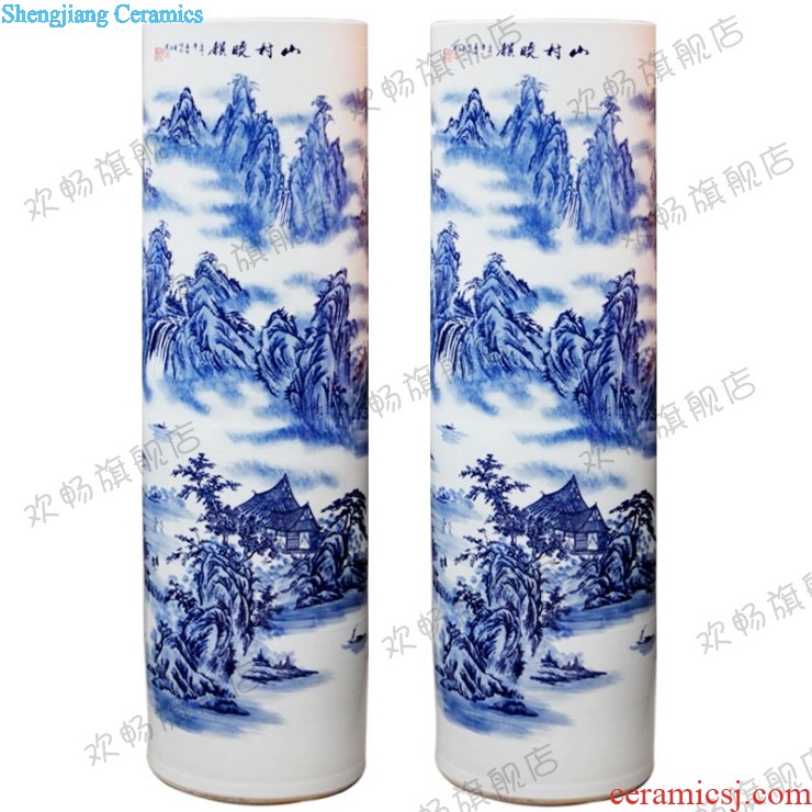 Jingdezhen ceramics by pure manual hand-painted blue and white porcelain vases, new Chinese style living room decorations furnishing articles present