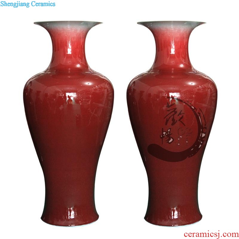 E012 jingdezhen ceramics lad peach ground vase archaize sitting room adornment of Chinese style household furnishing articles