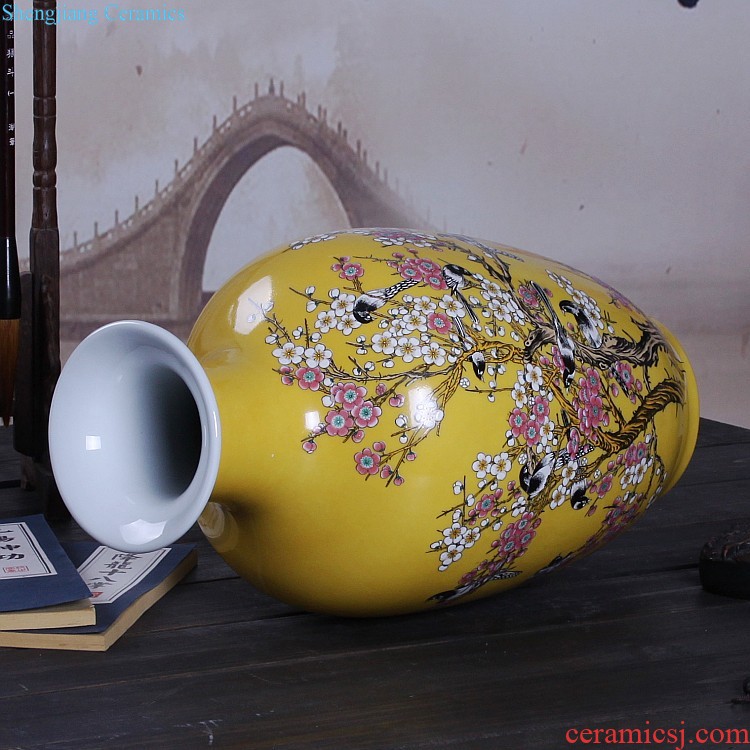 Jingdezhen ceramics vase, ji blue gold peony home furnishing articles flower arranging adornment of contemporary sitting room