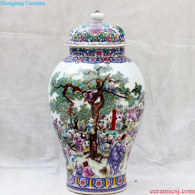 E179 jingdezhen ceramics Splendid sunvo color ink landscape painting of large vases, restoring ancient ways is the sitting room adornment