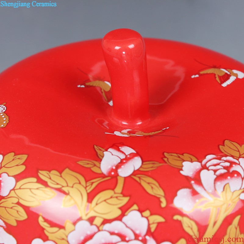 Jingdezhen ceramics red landscape floret bottle of flower arranging the sitting room of Chinese style household decoration crafts are desktop