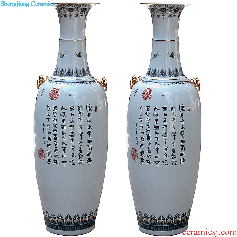 Sf80 jingdezhen ceramic floor painting and calligraphy quiver to big vase Chinese decorative furnishing articles large living room